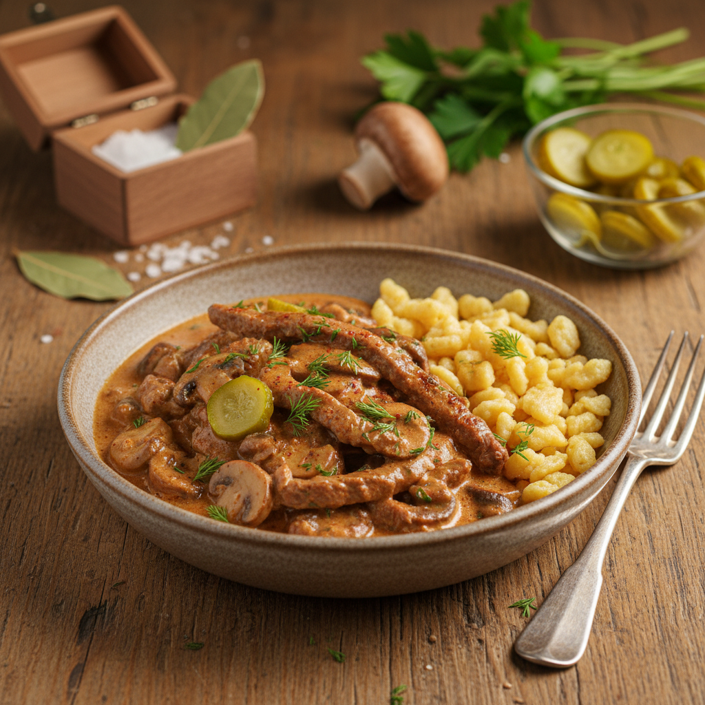 Boeuf Stroganoff: S’beschte Rezept für de Klassiker