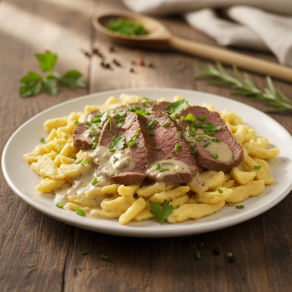 Hausgemachte Spätzli mit Fleisch: Das herzhafte Rezept